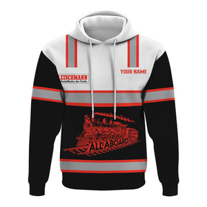 Railspirit Custom Name Fleischmann And Western Railroad Hoodie Eat Train Sleep Repeat Printed Train Zip Hoodie