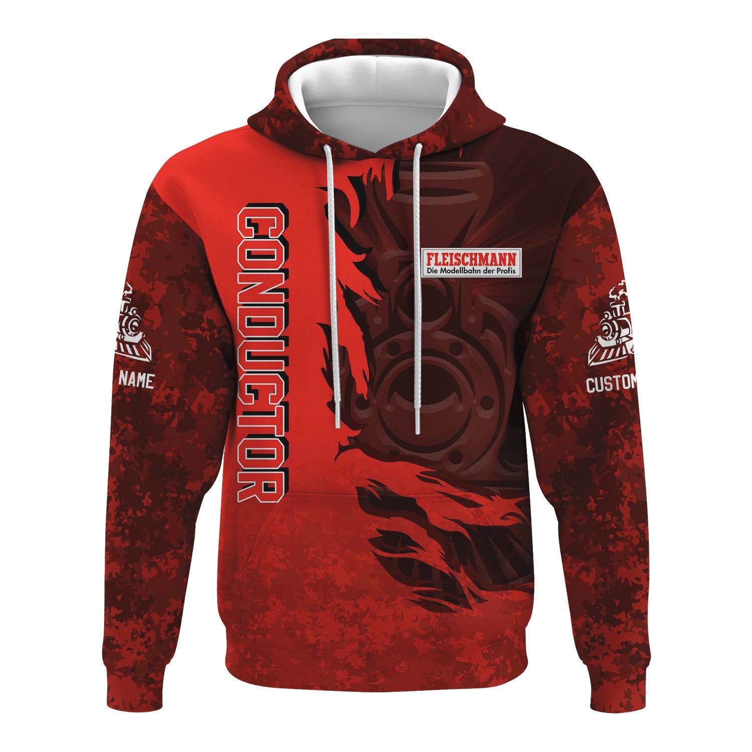 Railspirit Personalized Fleischmann And Western Railroad Hoodie Blazing Style with Custom Position Train Zip Up Hoodie