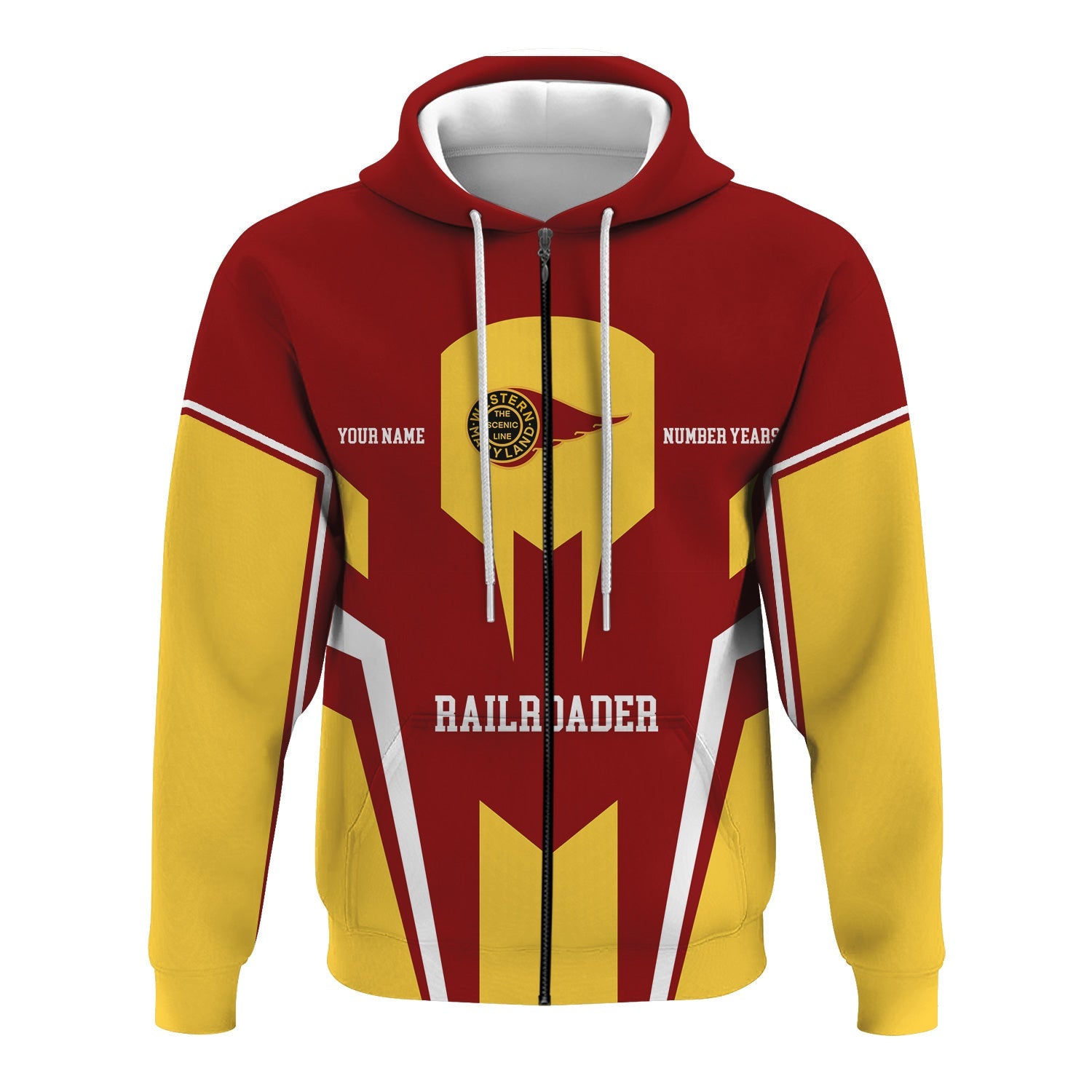 Railspirit Personalized Western Maryland Railway Hoodie Custom Year Railroader Zip Up Hoodie Gift Idea For Train Lover