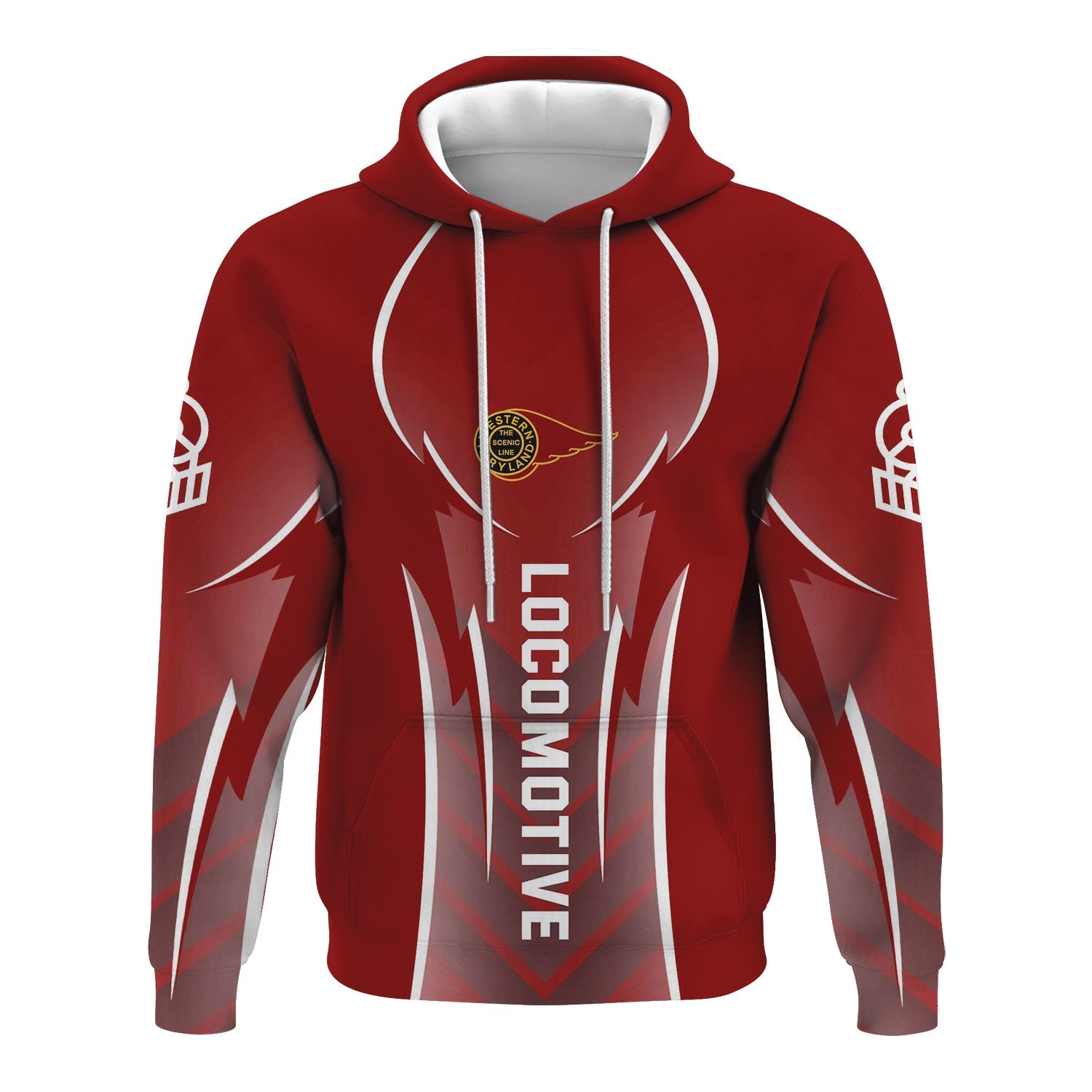 Railspirit Personalized Western Maryland Railway Hoodie Striking Line Style Train Zip Up Hoodie For Locomotive Lovers