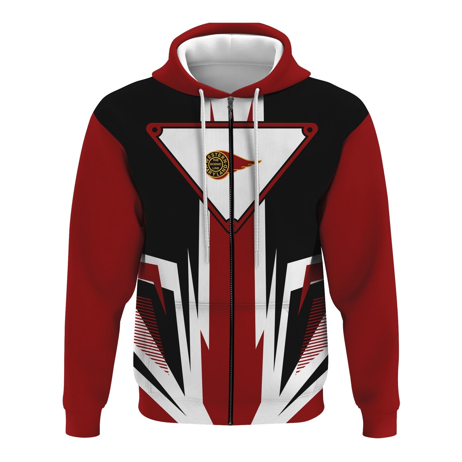 Railspirit Western Maryland Railway Hoodie Bold Graphic Style All Over Printed Zip Up Hoodie