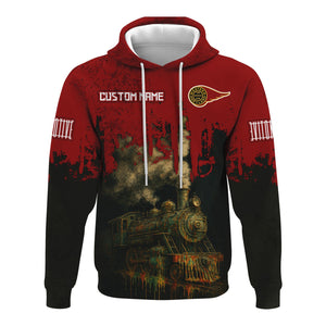 Railspirit Personalized Western Maryland Railway Hoodie Vintage Train Art Style Zip Up Hoodie For Locomotive Fans