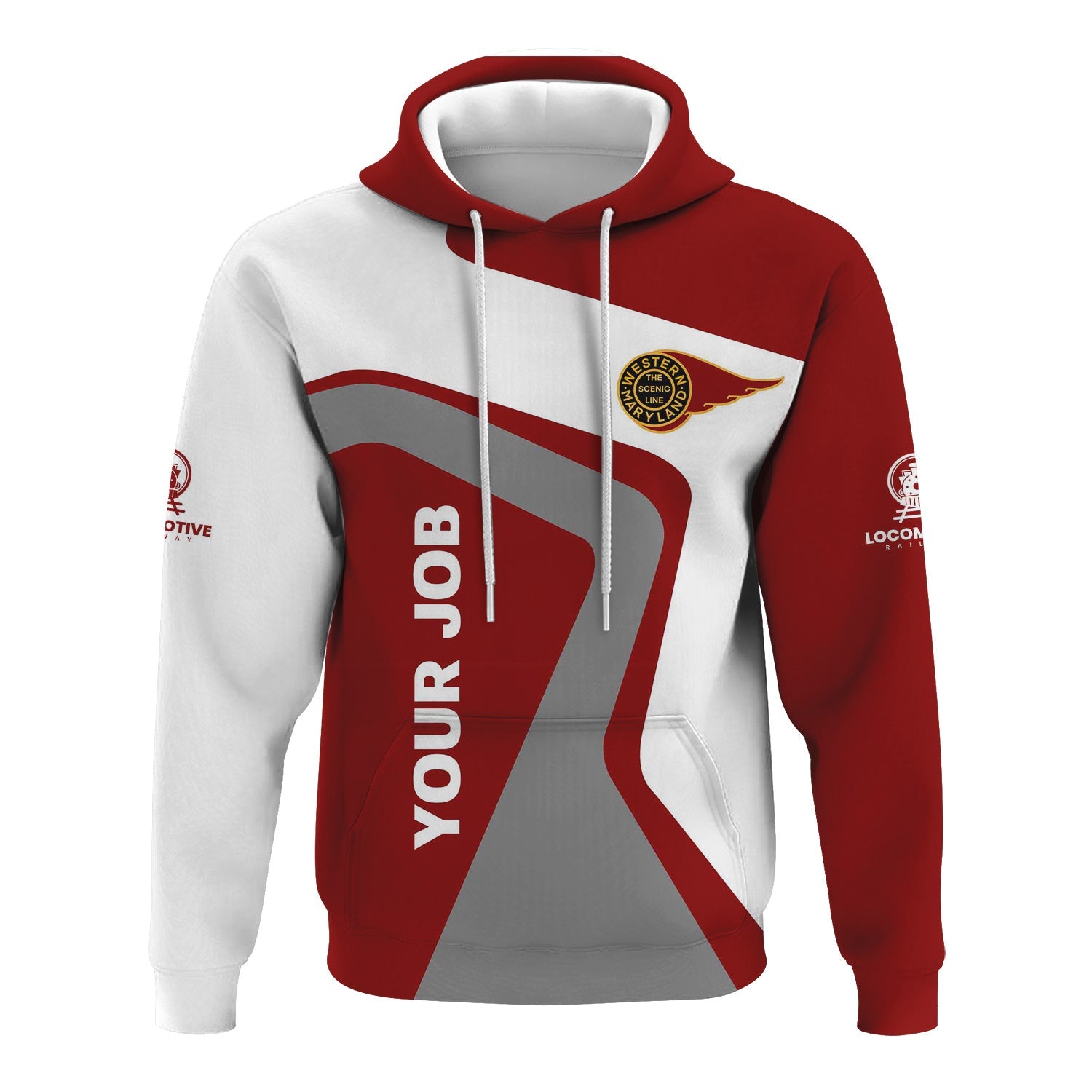 Railspirit Personalized Western Maryland Railway Hoodie Unique Design with Custom Job Position Train Zip Up Hoodie