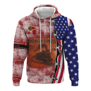 Railspirit Personalized Western Maryland Railway Hoodie Retro American Express Train With USA Flag Zip Up Hoodie