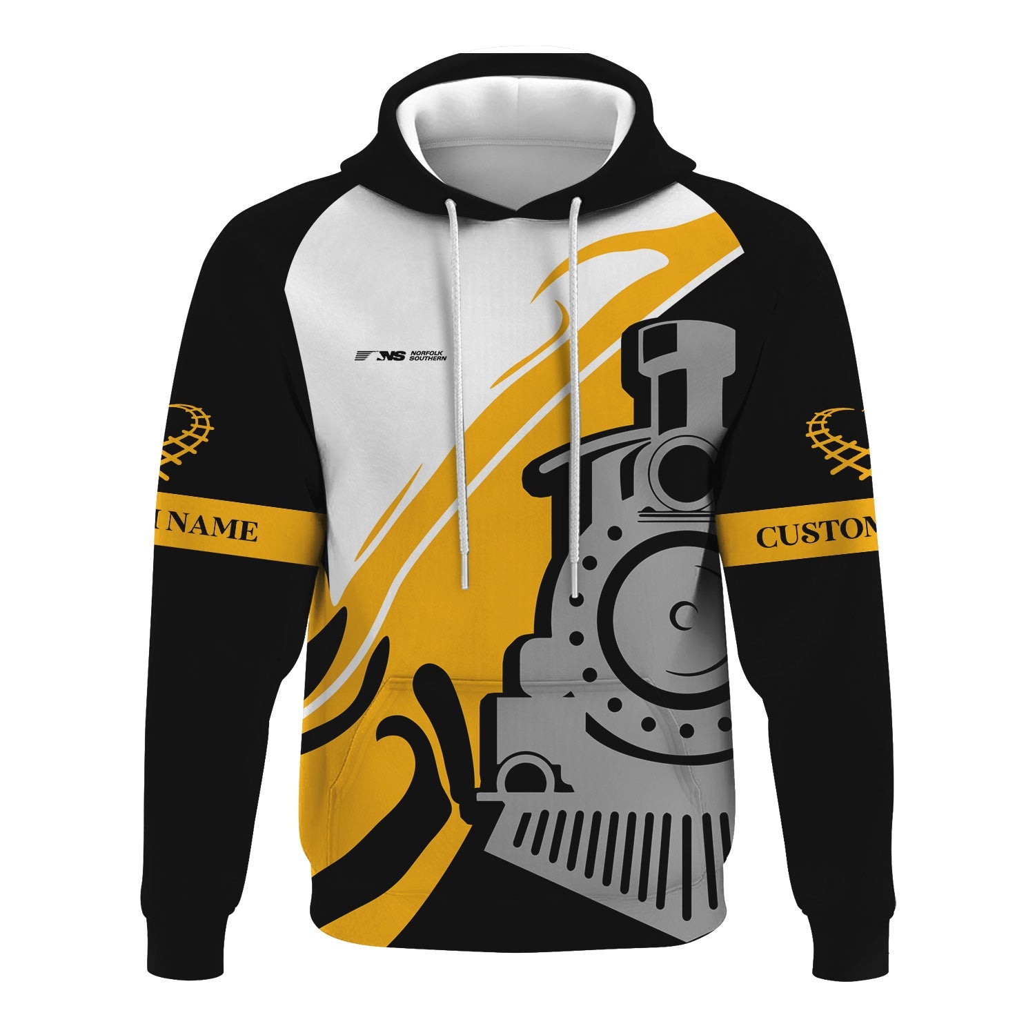 Railspirit Personalized Norfolk Southern Railway Hoodie Flame-Inspired Style Zip Up Hoodie Gift Idea For Train Lovers