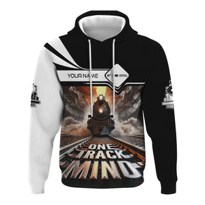 Railspirit Personalized Norfolk Southern Railway Hoodie One Track Mind Train Printed ZIp Up Hoodie