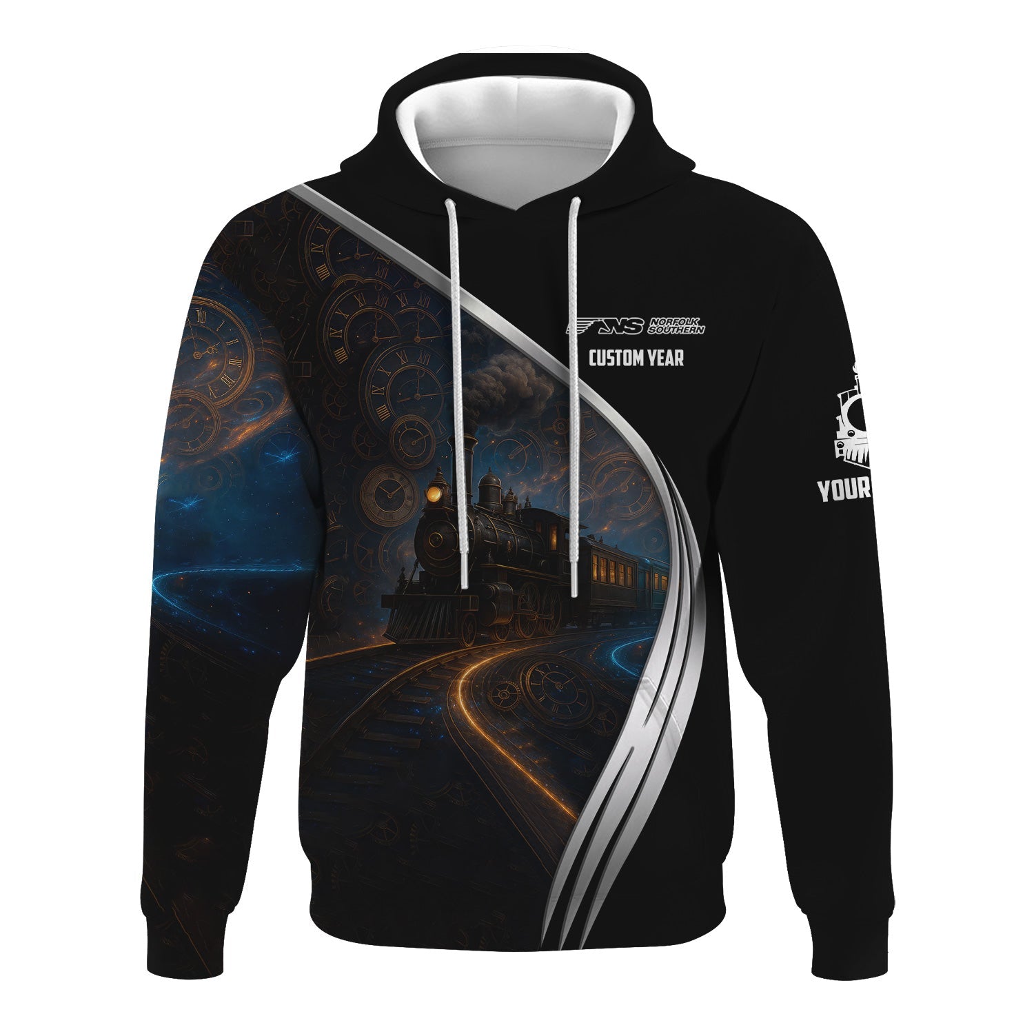 Railspirit Personalized Norfolk Southern Railway Hoodie Steampunk Locomotive with Custom Year Train Zip Up Hoodie