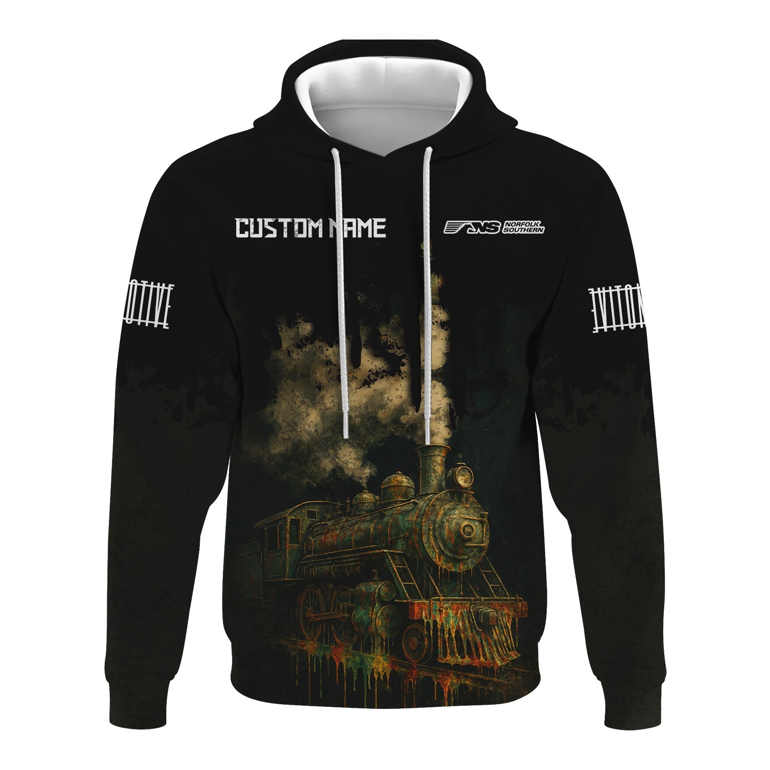 Railspirit Personalized Norfolk Southern Railway Hoodie Vintage Train Art Style Zip Up Hoodie For Locomotive Fans