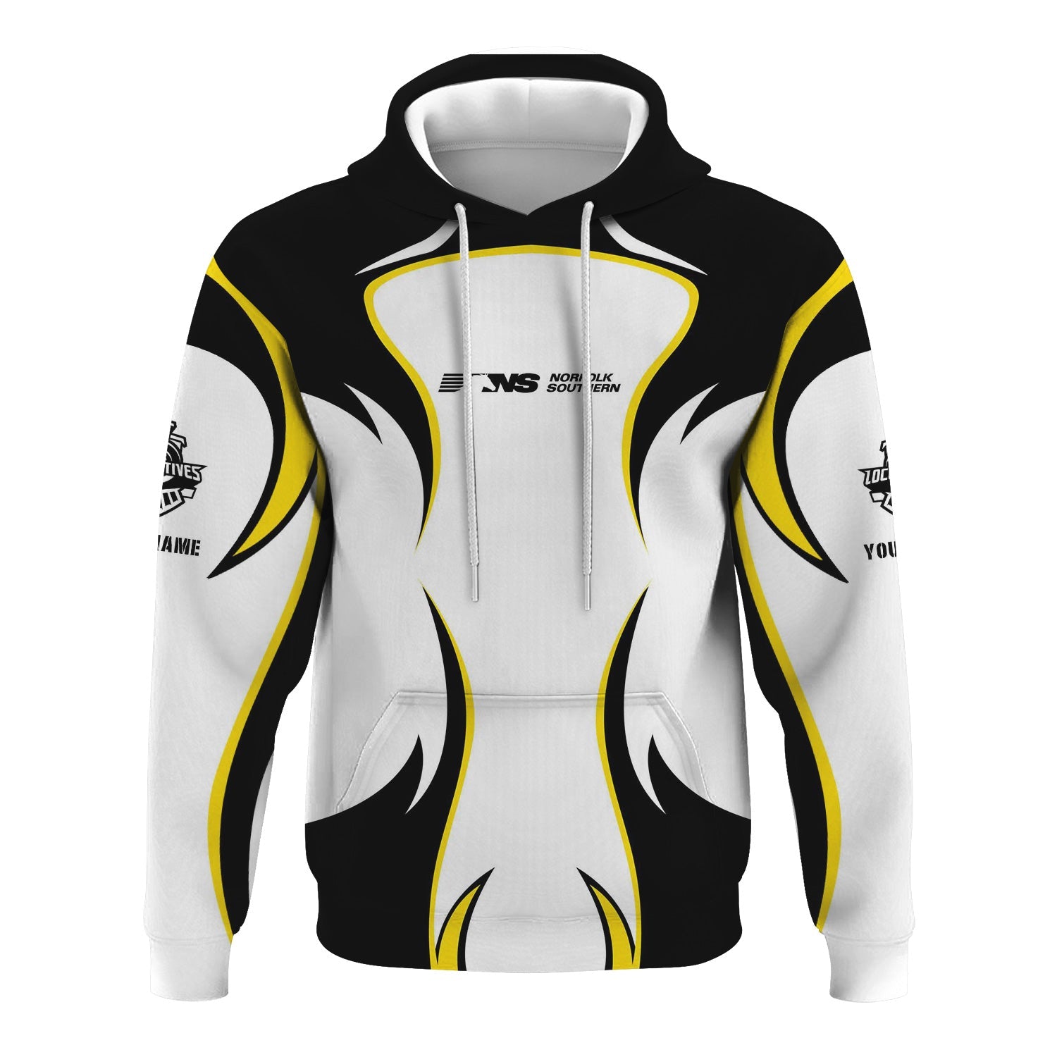 Railspirit Personalized Norfolk Southern Railway Hoodie Distinctive Flame Style Zip Up Hoodie For Steam Engine Addict