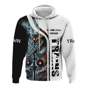 Railspirit Custom Name Norfolk Southern Railway Hoodie Railroad Crossing Sign Printed Zip Hoodie