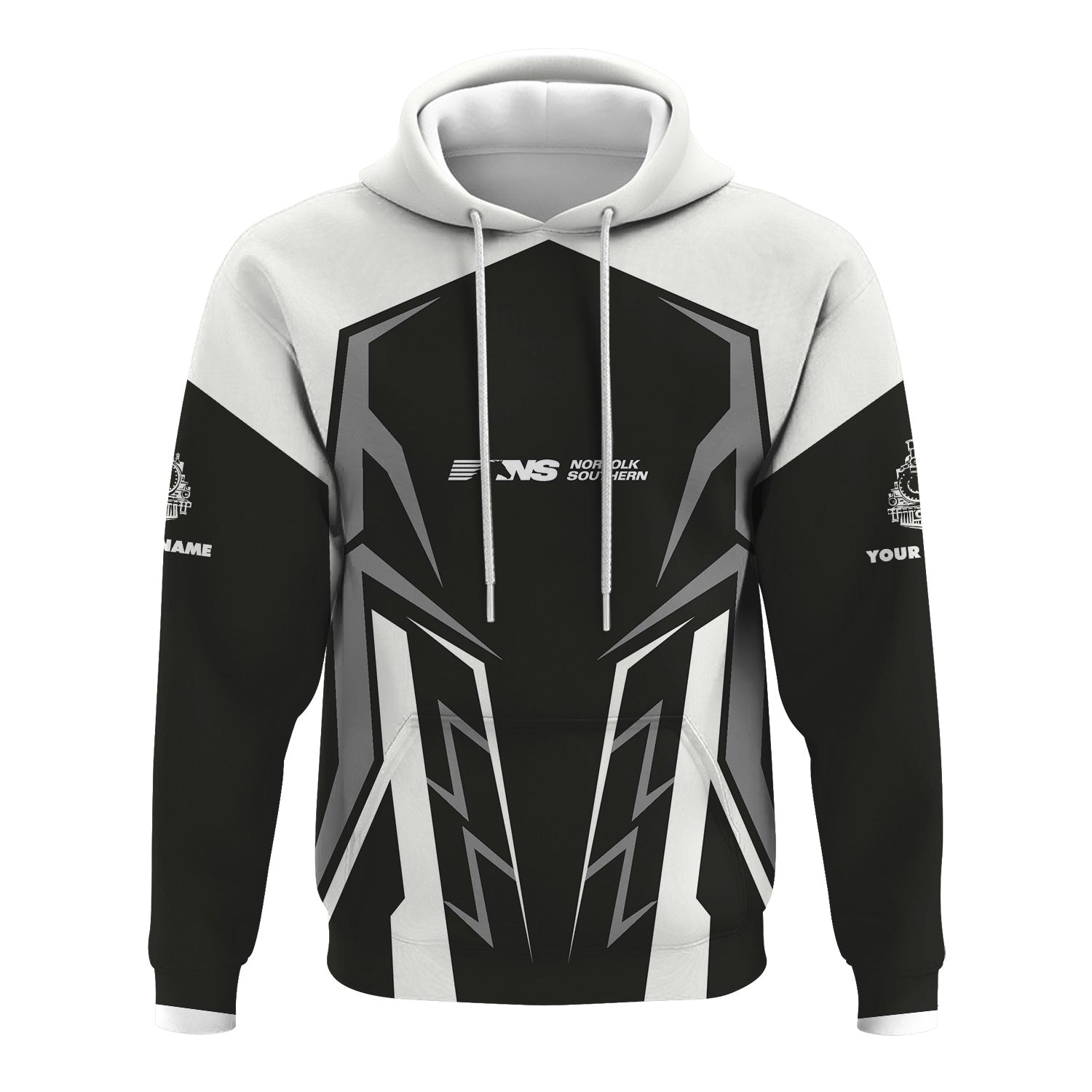 Railspirit Personalized Norfolk Southern Railway Hoodie Futuristic Design with Custom Job Train Zip Up Hoodie