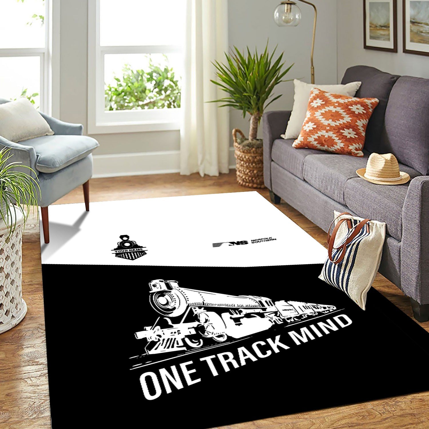 Railspirit Personalized Norfolk Southern Railway Area Rug One Track Mind Train Rug Gift Idea For Train Lover