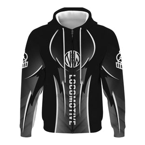 Railspirit Personalized Norfolk and Western Railway Hoodie Striking Line Style N&W Train Zip Up Hoodie For Locomotive Lovers