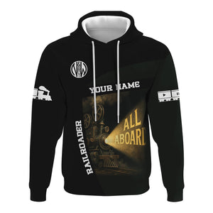 Railspirit Personalized Norfolk and Western Railway Hoodie All Aboard Steam Train Movie Projector Style N&W Zip Up Hoodie