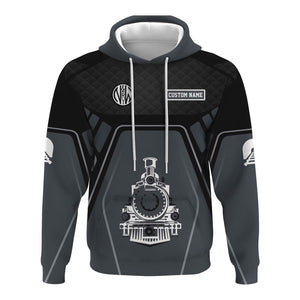 Railspirit Personalized Norfolk and Western Railway Hoodie Steam Locomotive Engine Graphic N&W Train Zip Up Hoodie All Over Print