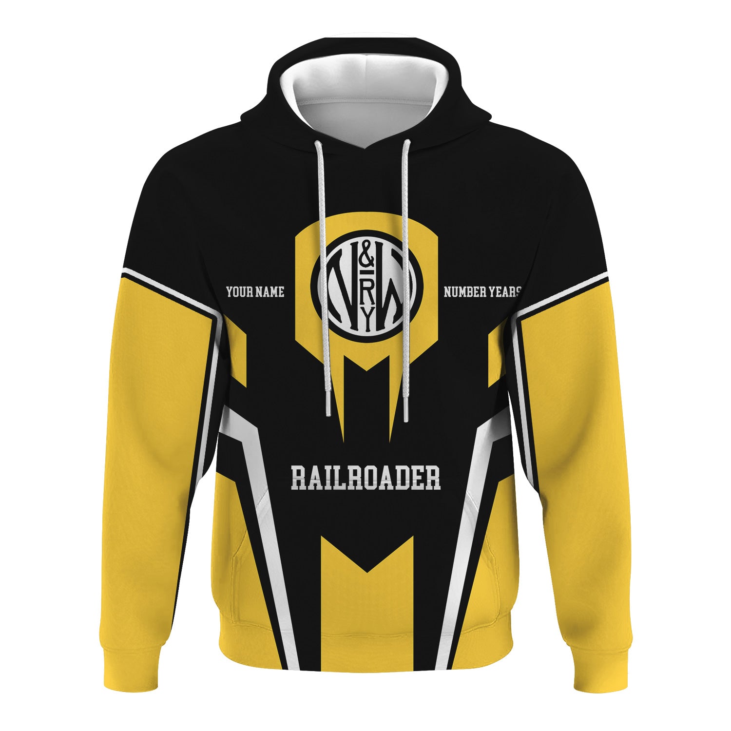 Railspirit Personalized Norfolk and Western Railway Hoodie Custom Year Railroader N&W Zip Up Hoodie Gift Idea For Train Lover