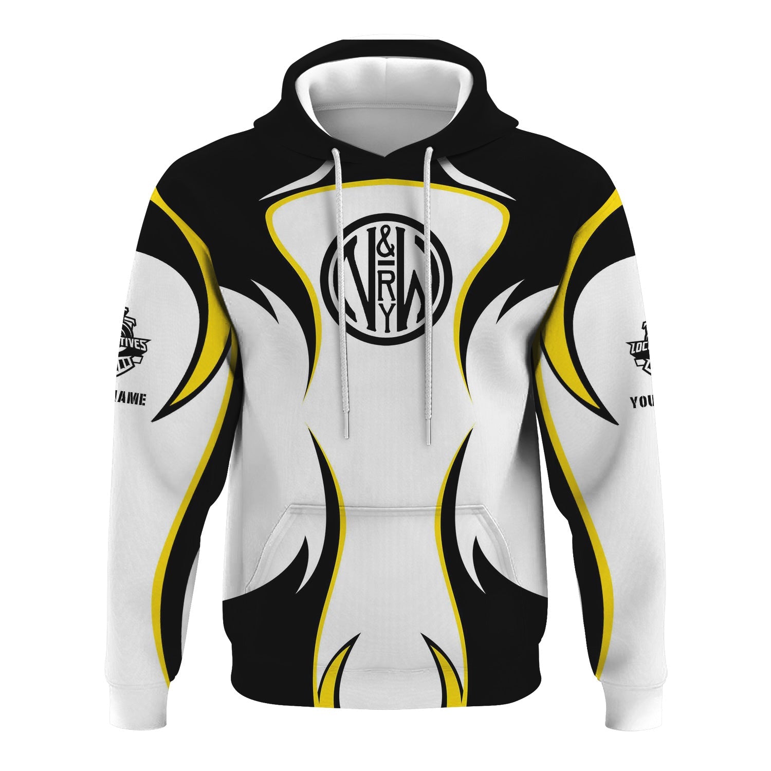 Railspirit Personalized Norfolk and Western Railway Hoodie Distinctive Flame Style N&W Zip Up Hoodie For Steam Engine Addict