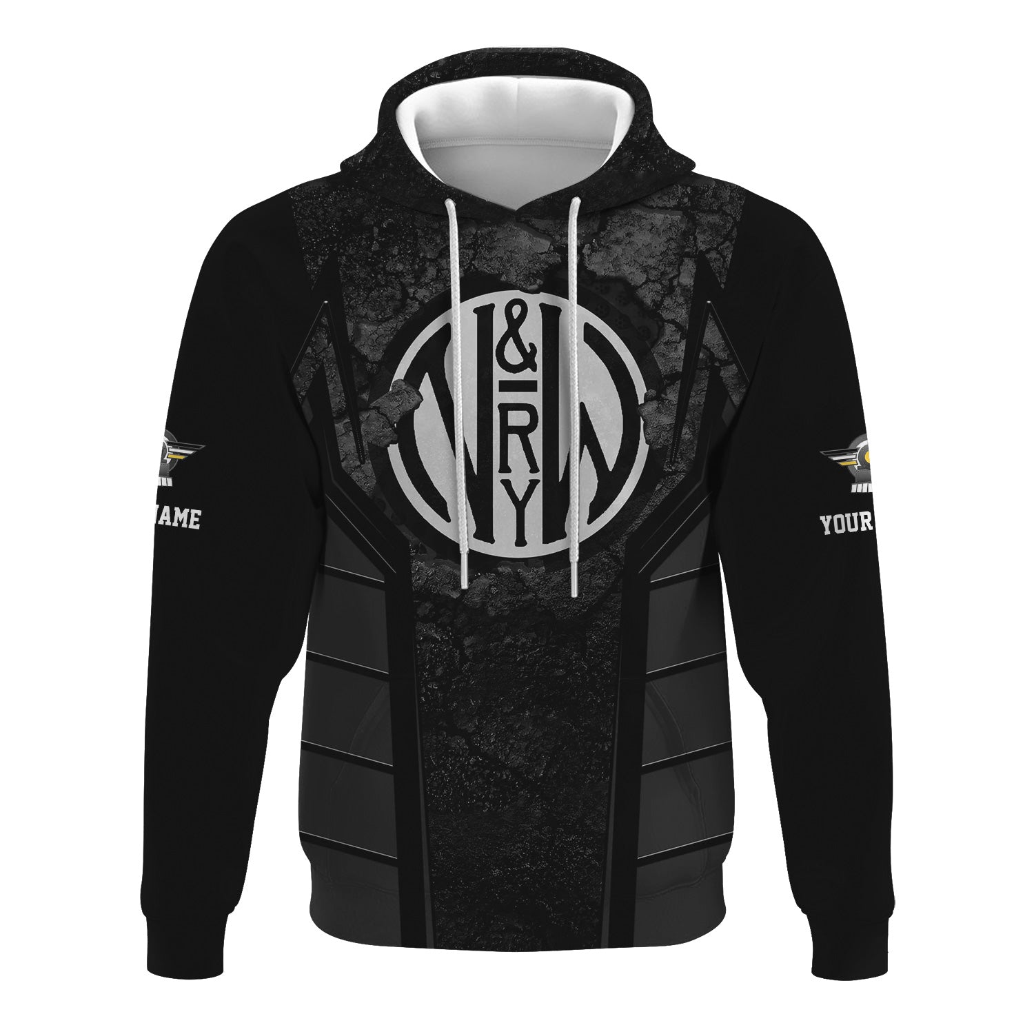 Railspirit Personalized Norfolk and Western Railway Hoodie Cracked Metal Design N&W Train Zip Up Hoodie for Rail Enthusiasts