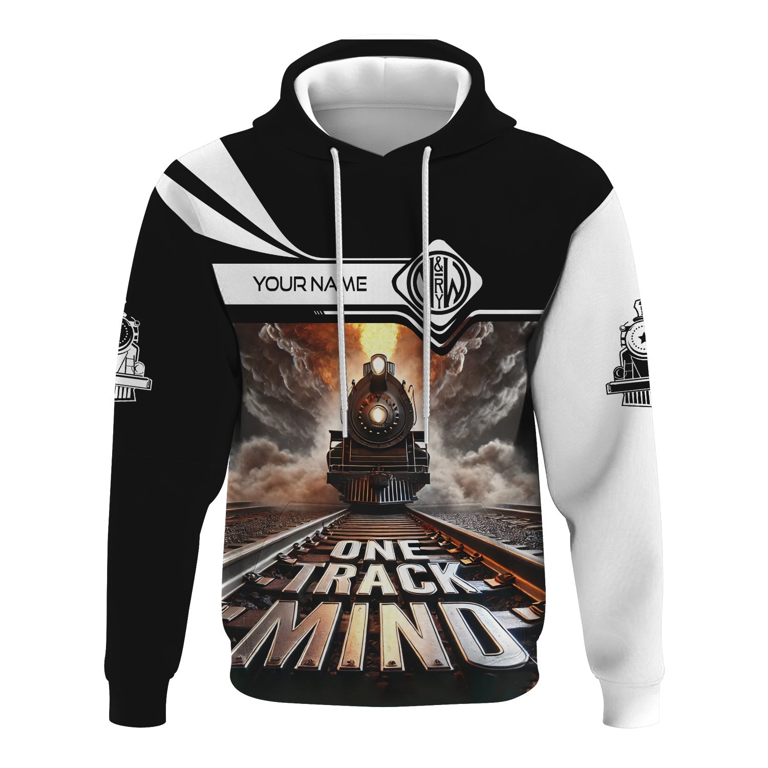Railspirit Personalized Norfolk and Western Railway Hoodie One Track Mind N&W Train Printed ZIp Up Hoodie