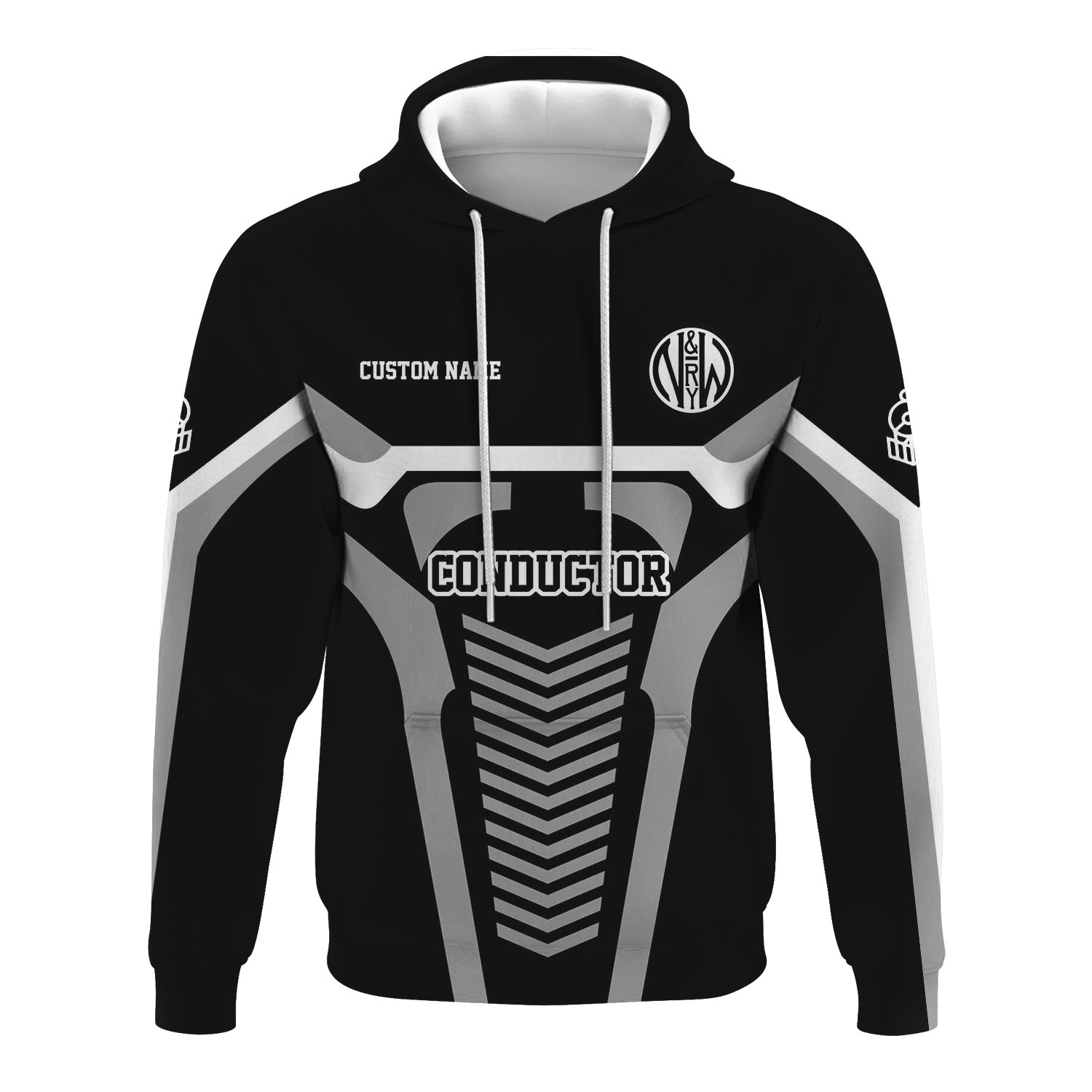 Railspirit Personalized Norfolk and Western Railway Hoodie Track-Inspired with Custom Job Position N&W Train Zip Up Hoodie