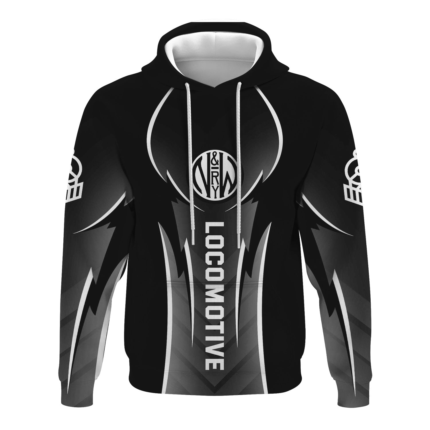 Railspirit Personalized Norfolk and Western Railway Hoodie Striking Line Style N&W Train Zip Up Hoodie For Locomotive Lovers