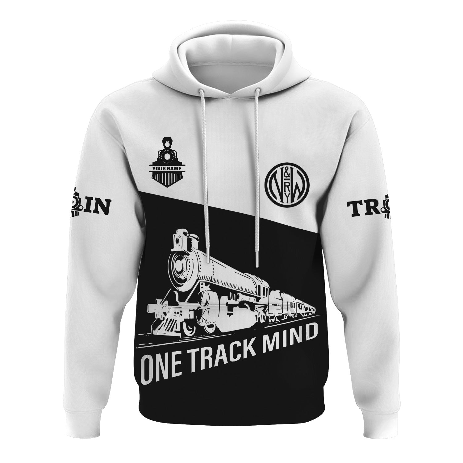 Railspirit Custom Name Norfolk and Western Railway Hoodie One Track Mind N&W Printed Zip Hoodie
