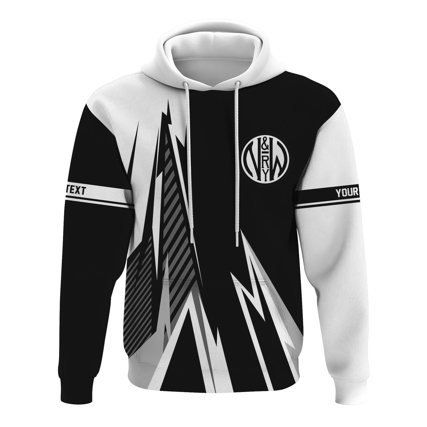 Railspirit Personalized Norfolk and Western Railway Hoodie Lightning-Inspired Railway Style N&W Zip Up Hoodie For Train Lovers