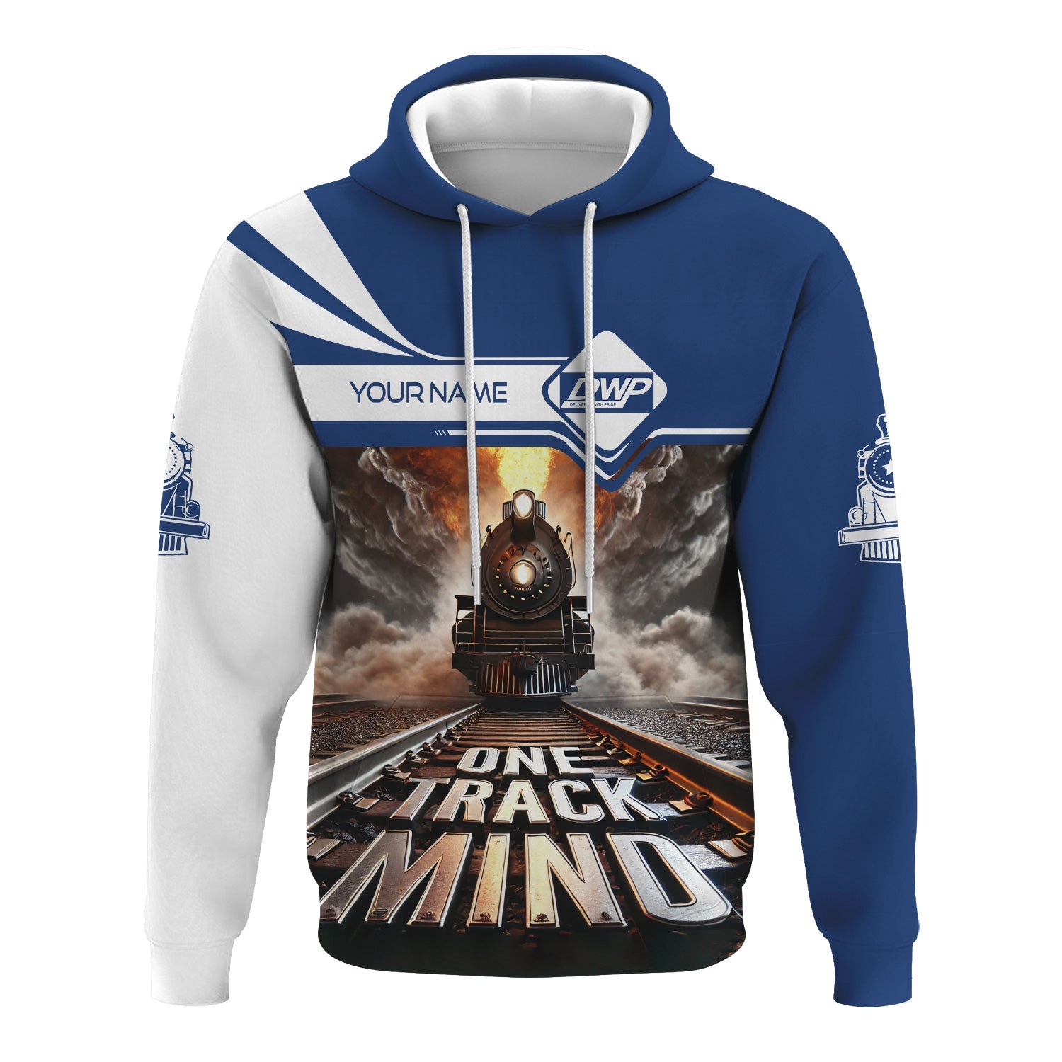 Railspirit Personalized Duluth, Winnipeg and Pacific Railway Hoodie One Track Mind Train Printed ZIp Up Hoodie