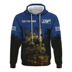 Railspirit Personalized Duluth, Winnipeg and Pacific Railway Hoodie Vintage Train Art Style Zip Up Hoodie For Locomotive Fans