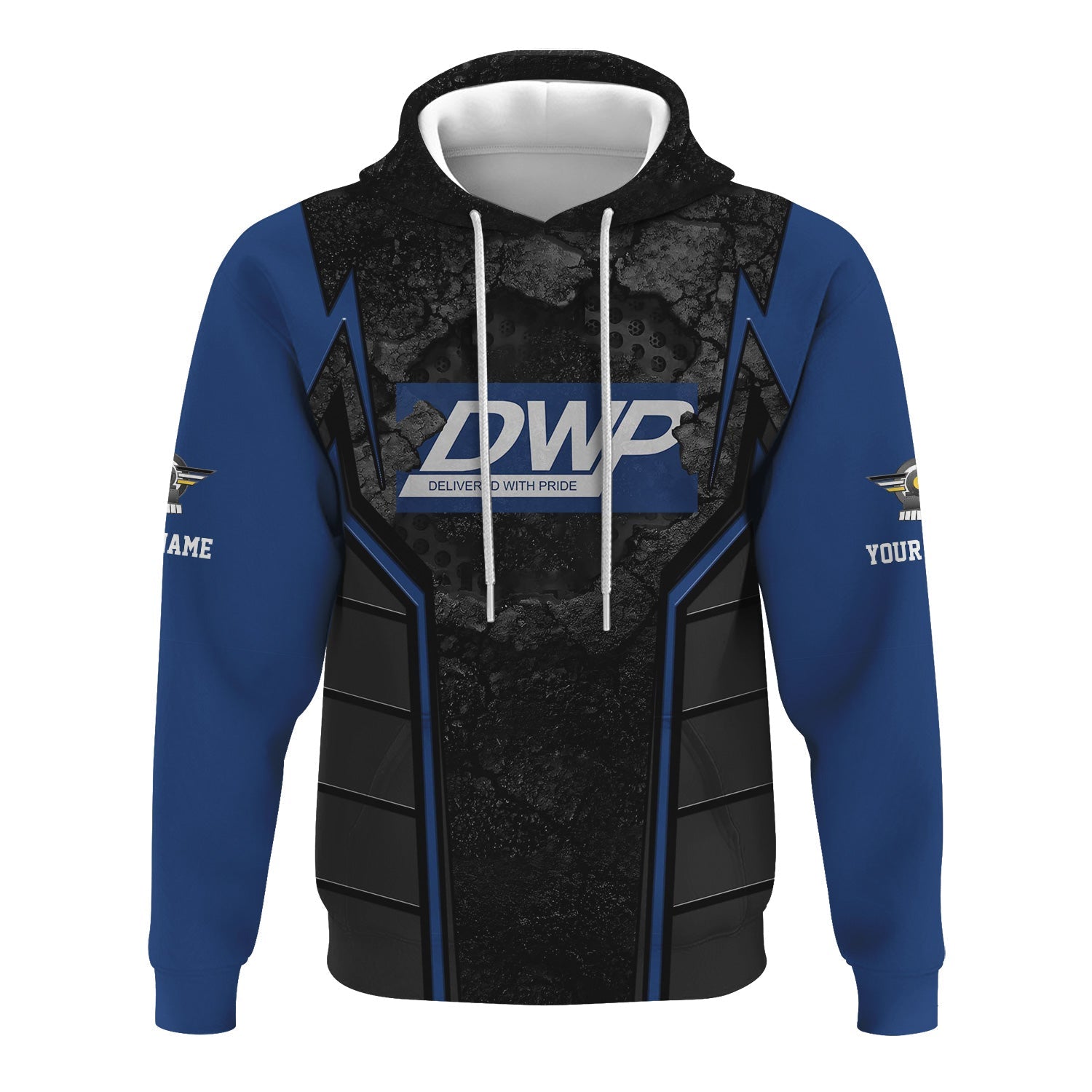 Railspirit Personalized Duluth, Winnipeg and Pacific Railway Hoodie Cracked Metal Design Train Zip Up Hoodie for Rail Enthusiasts