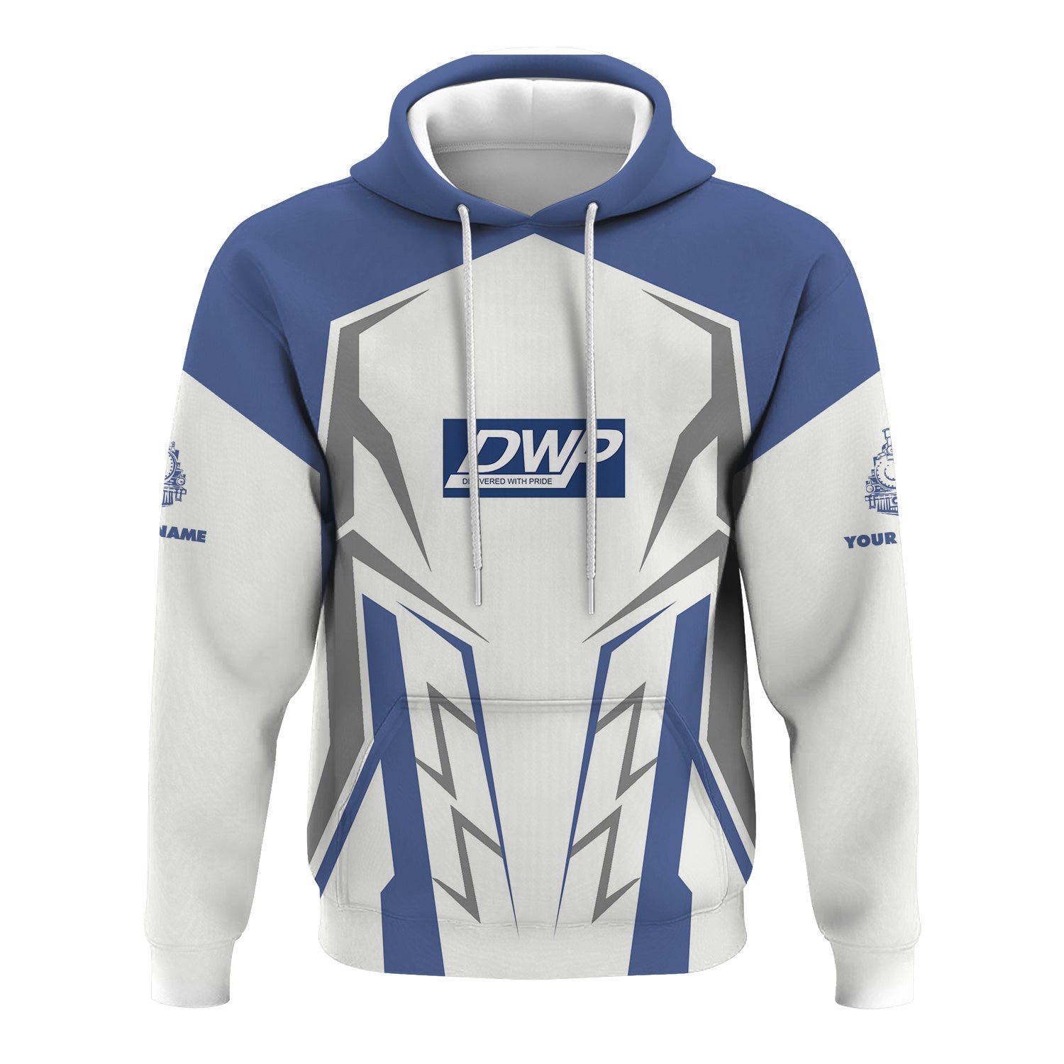 Railspirit Personalized Duluth, Winnipeg and Pacific Railway Hoodie Futuristic Design with Custom Job Train Zip Up Hoodie