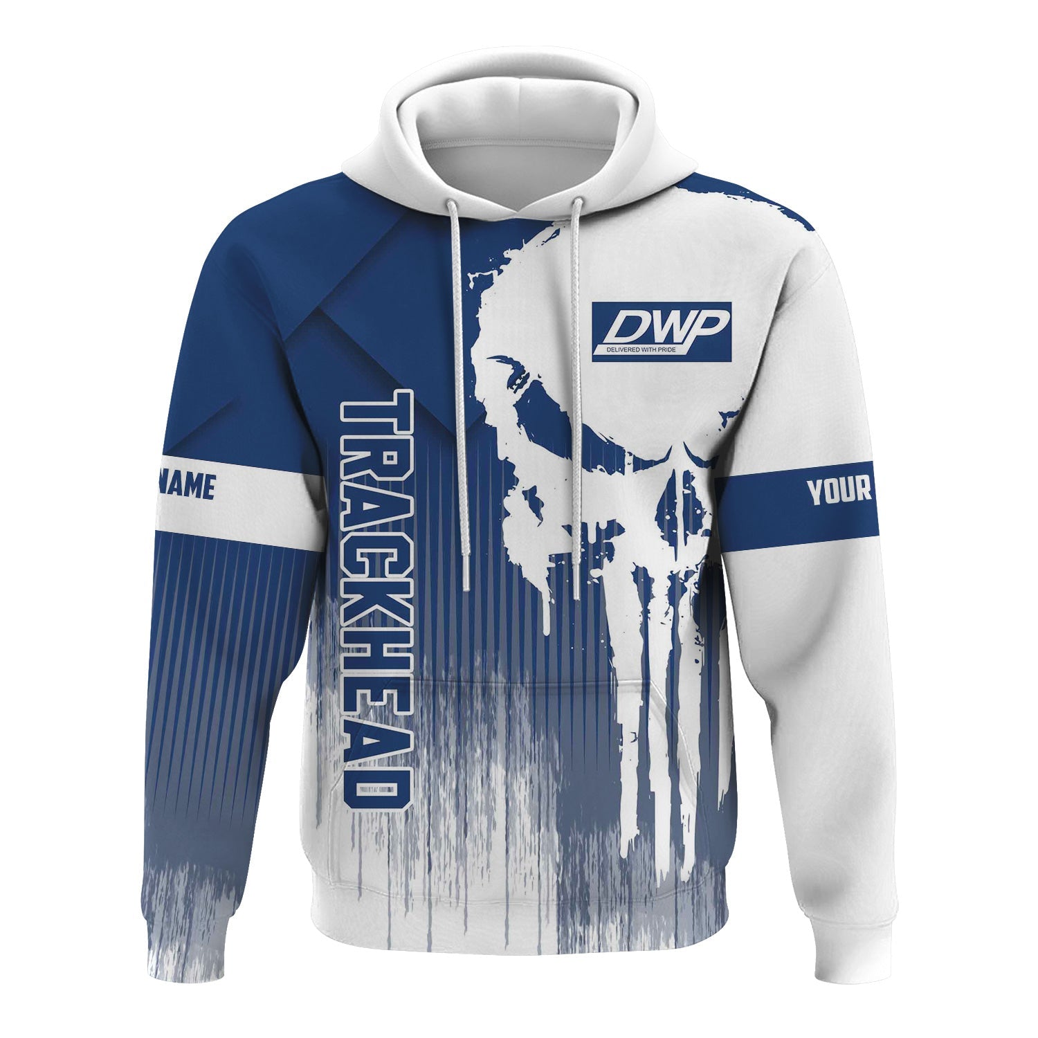 Railspirit Personalized Duluth, Winnipeg and Pacific Railway Hoodie Skull Design with Custom Job Train Zip Up Hoodie for Trackhead Crew