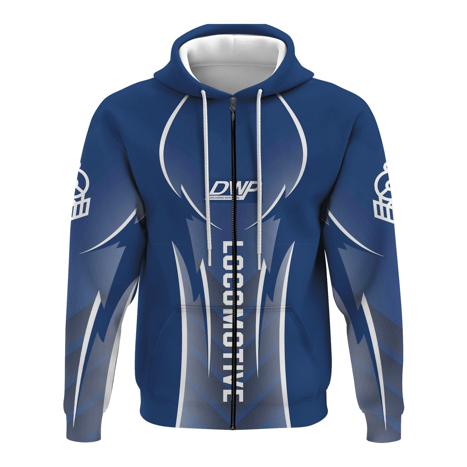 Railspirit Personalized Duluth, Winnipeg and Pacific Railway Hoodie Striking Line Style Train Zip Up Hoodie For Locomotive Lovers