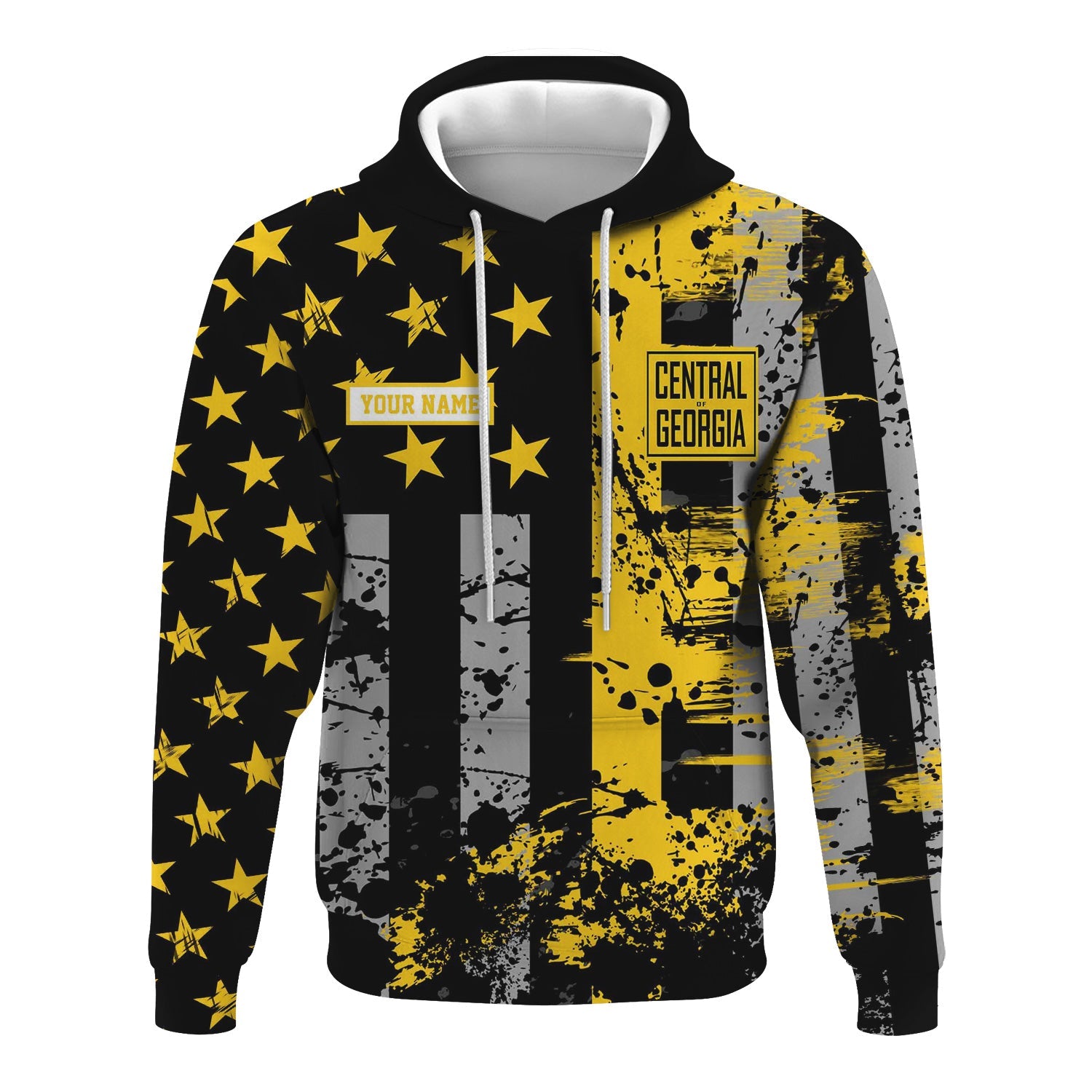 Railspirit Personalized Central of Georgia Railway Hoodie Artistic Paint American Flag Style Train Zip Up Hoodie