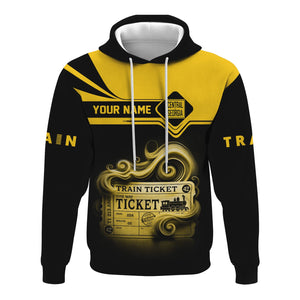 Railspirit Custom Name Central of Georgia Railway Hoodie American Train Ticket Printed Zip Hoodie