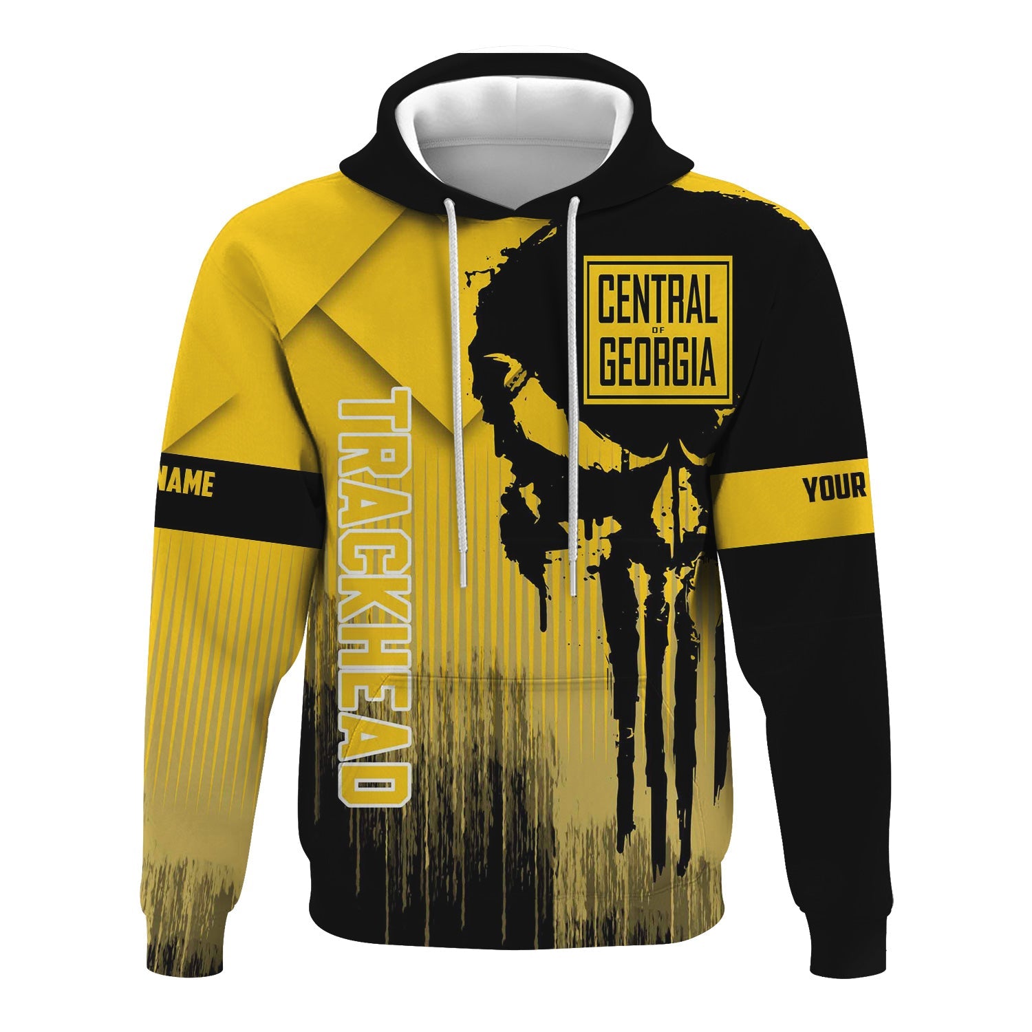 Railspirit Personalized Central of Georgia Railway Hoodie Skull Design with Custom Job Train Zip Up Hoodie for Trackhead Crew