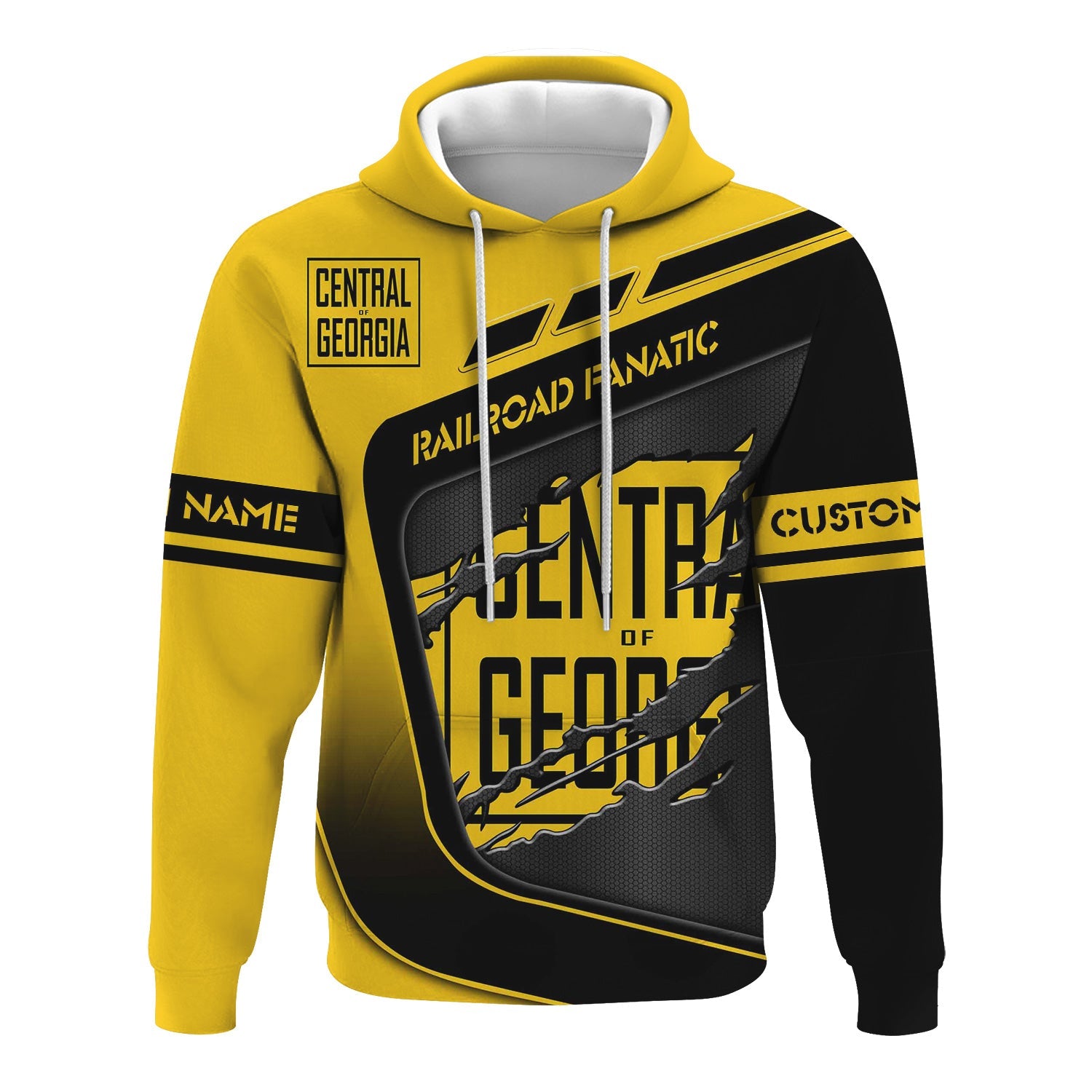 Railspirit Personalized Central of Georgia Railway Hoodie Ripped Texture Style Train Zip Up Hoodie For Railroad Fanatic