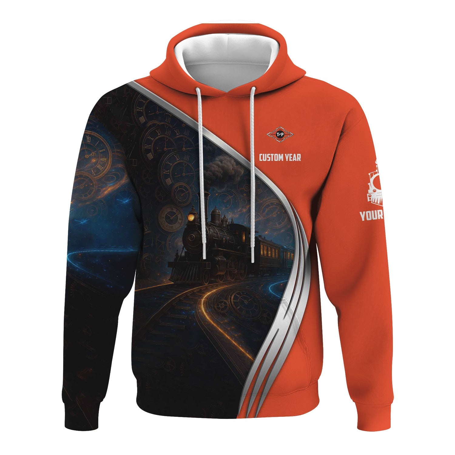 Railspirit Personalized Texas and Pacific Railway Hoodie Steampunk Locomotive with Custom Year Train Zip Up Hoodie
