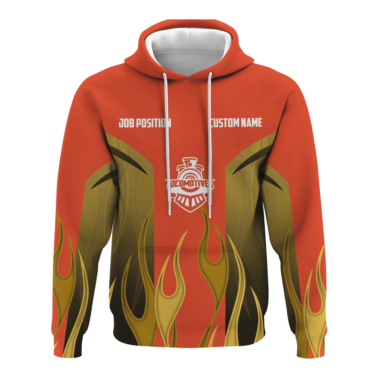 Railspirit Custom Name and Job Title Texas and Pacific Railway Hoodie Flame Graphic Train Zip Up Hoodie