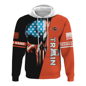Railspirit Personalized Texas and Pacific Railway Hoodie Train Skull American Flag Zip Up Hoodie All Over Print