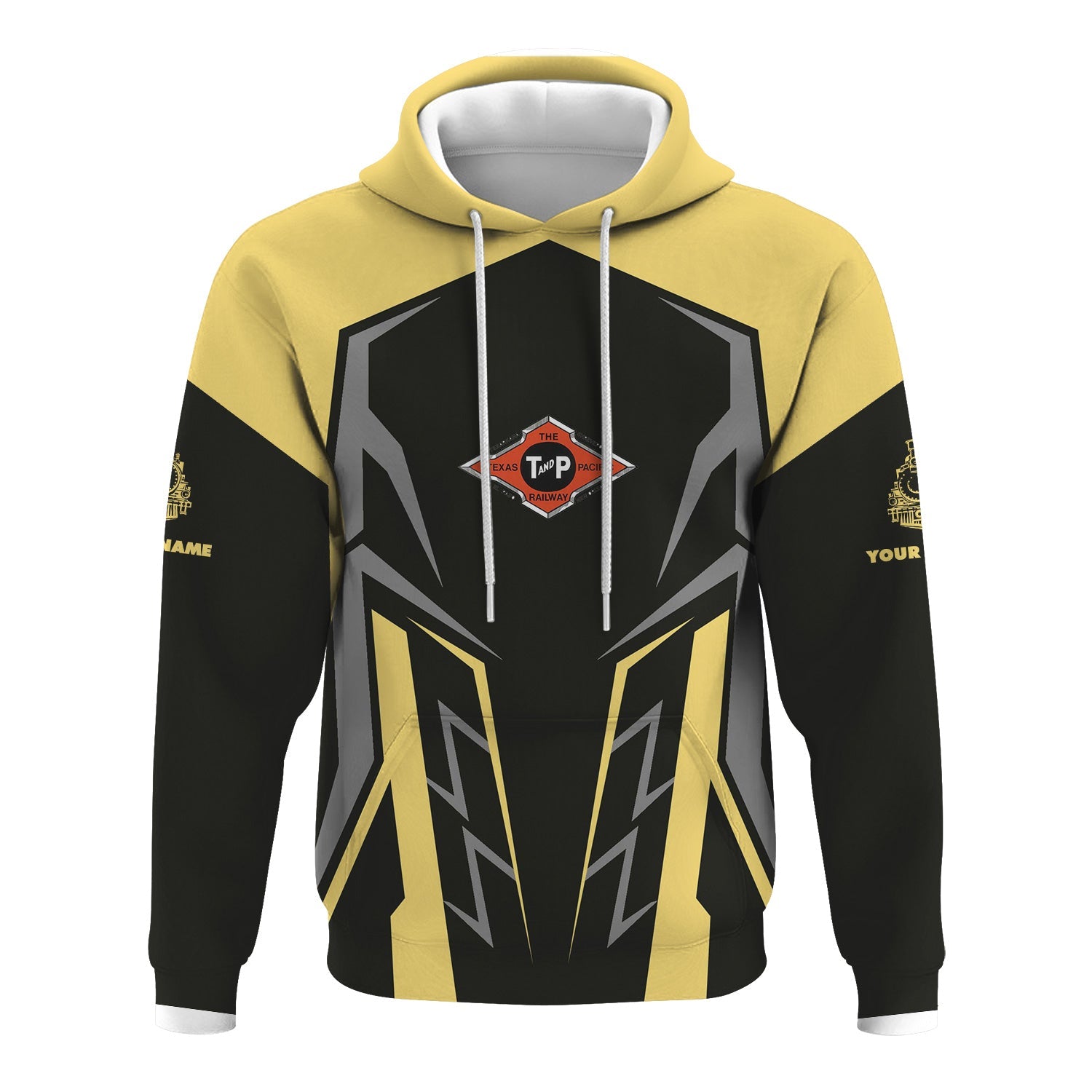 Railspirit Personalized Texas and Pacific Railway Hoodie Futuristic Design with Custom Job Train Zip Up Hoodie