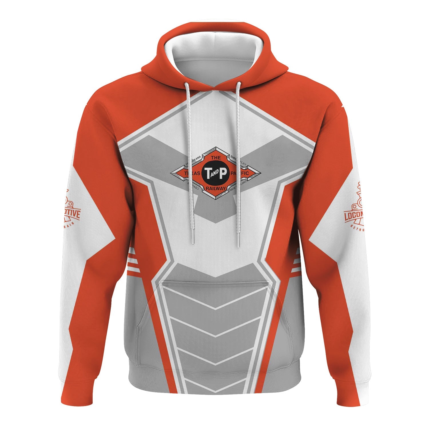 Railspirit Personalized Texas and Pacific Railway Hoodie Engine-Inspired Style Train Zip Up Hoodie for Railroad Fanatic