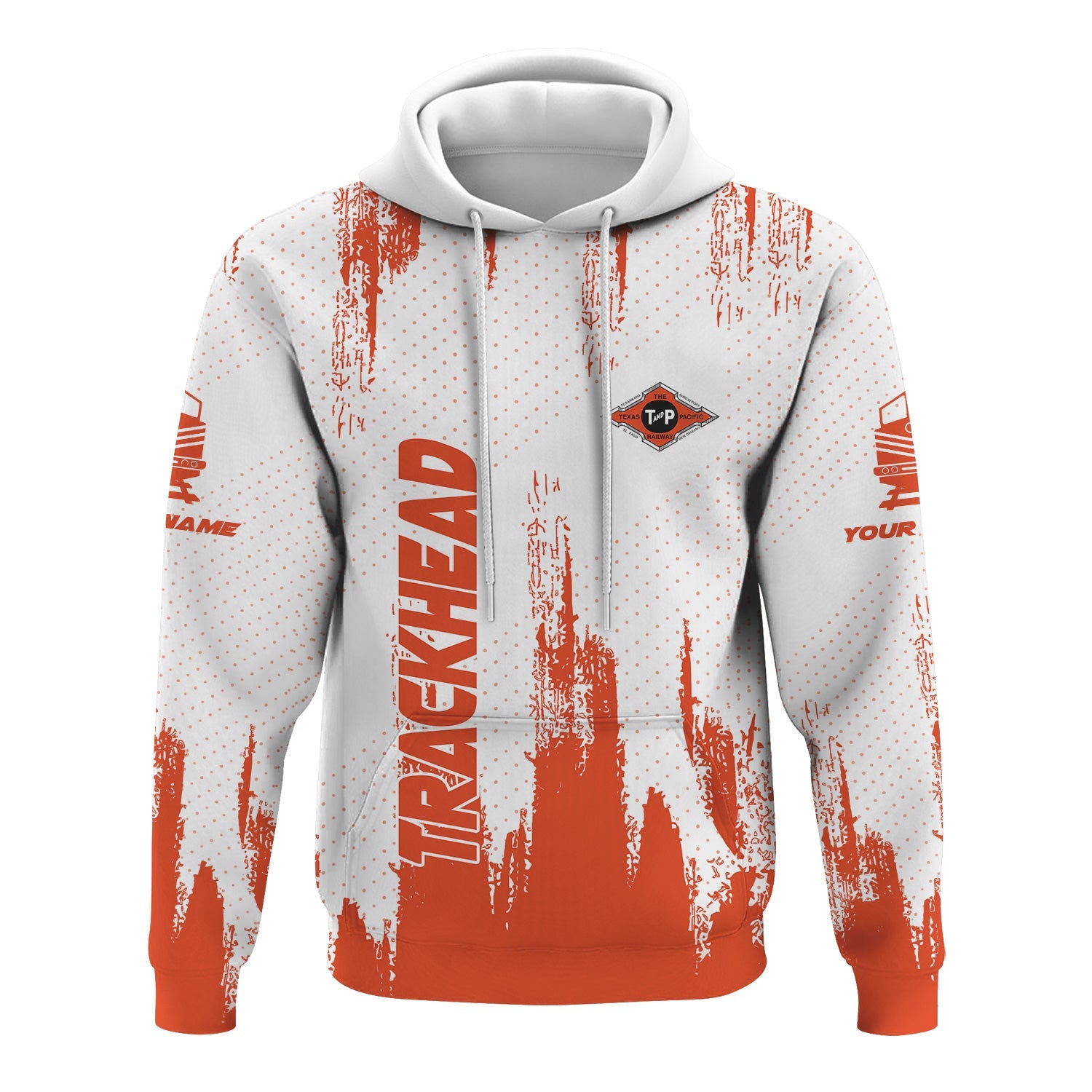 Railspirit Personalized Texas and Pacific Railway Hoodie Paint Impact Design Train Zip Up Hoodie for Trackhead