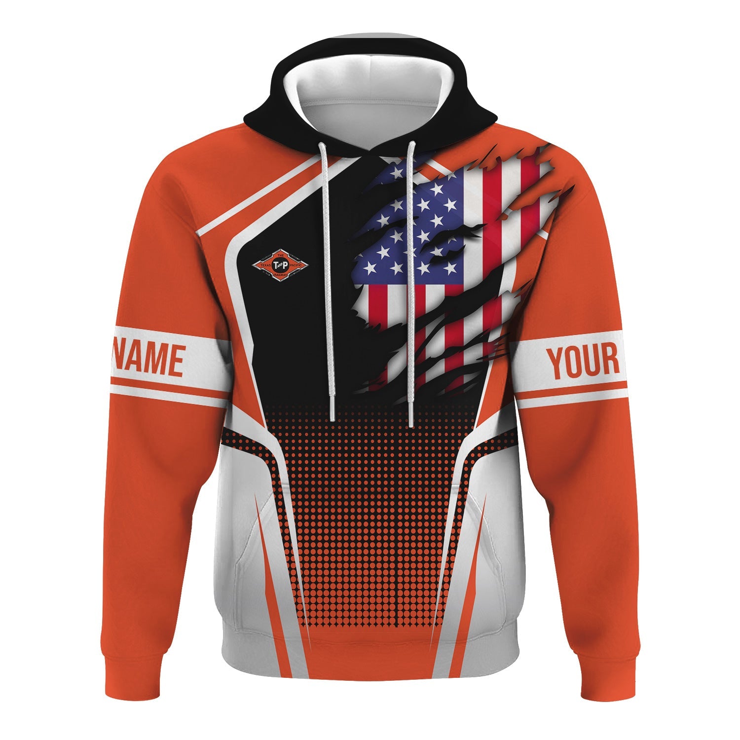 Railspirit Personalized Texas and Pacific Railway Hoodie American Eagle Vintage Train Zip Up Hoodie