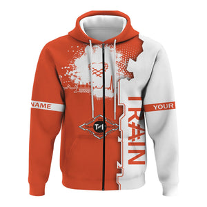 Railspirit Personalized Texas and Pacific Railway Hoodie Engine Heartbeat and Track Love Style Zip Up Hoodie Gift Idea For Train Lovers