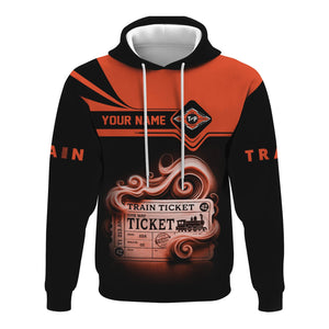 Railspirit Custom Name Texas and Pacific Railway Hoodie American Train Ticket Printed Zip Hoodie