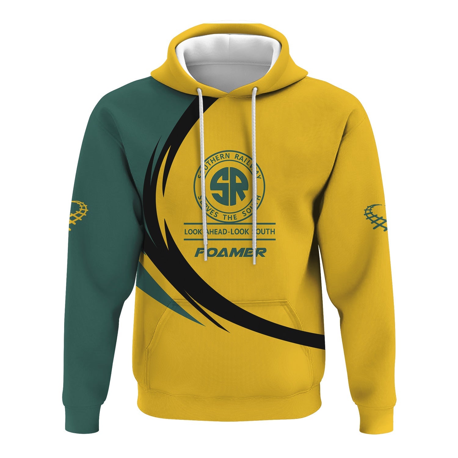 Railspirit Personalized Southern Railway U.S Hoodie Unique Graphic Style SOU Zip Up Hoodie For Train Enthusiasts