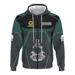 Railspirit Personalized Southern Railway U.S Hoodie Steam Locomotive Engine Graphic SOU Train Zip Up Hoodie All Over Print