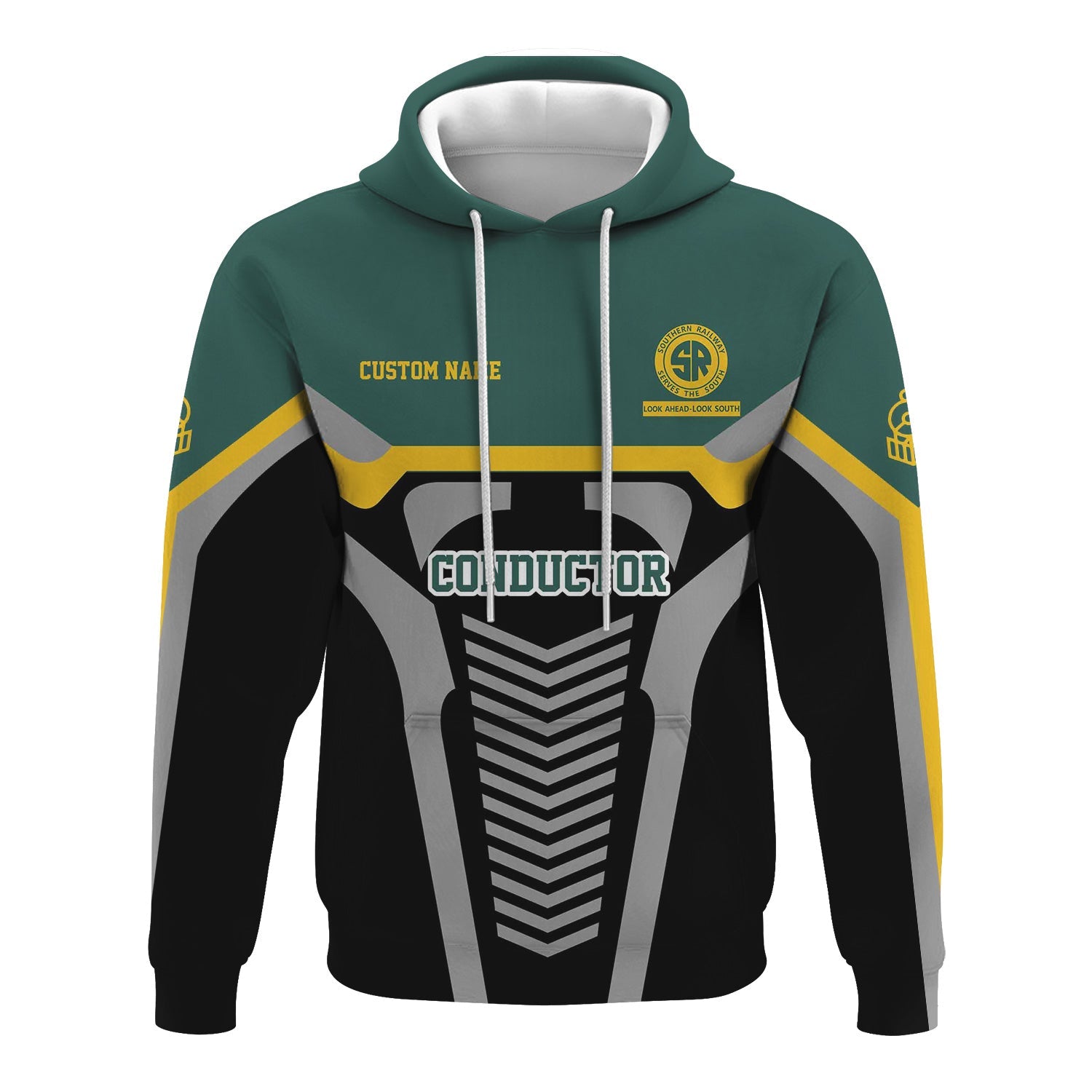 Railspirit Personalized Southern Railway U.S Hoodie Track-Inspired with Custom Job Position SOU Train Zip Up Hoodie