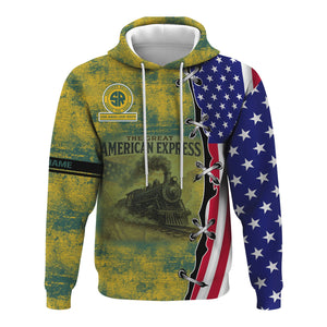 Railspirit Personalized Southern Railway U.S Hoodie Retro American Express Train With USA Flag SOU Zip Up Hoodie